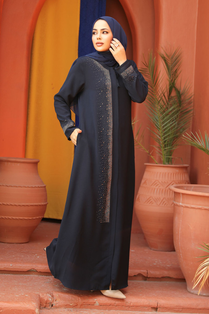 Modest Navy Blue Abaya For Women 26331L - 1