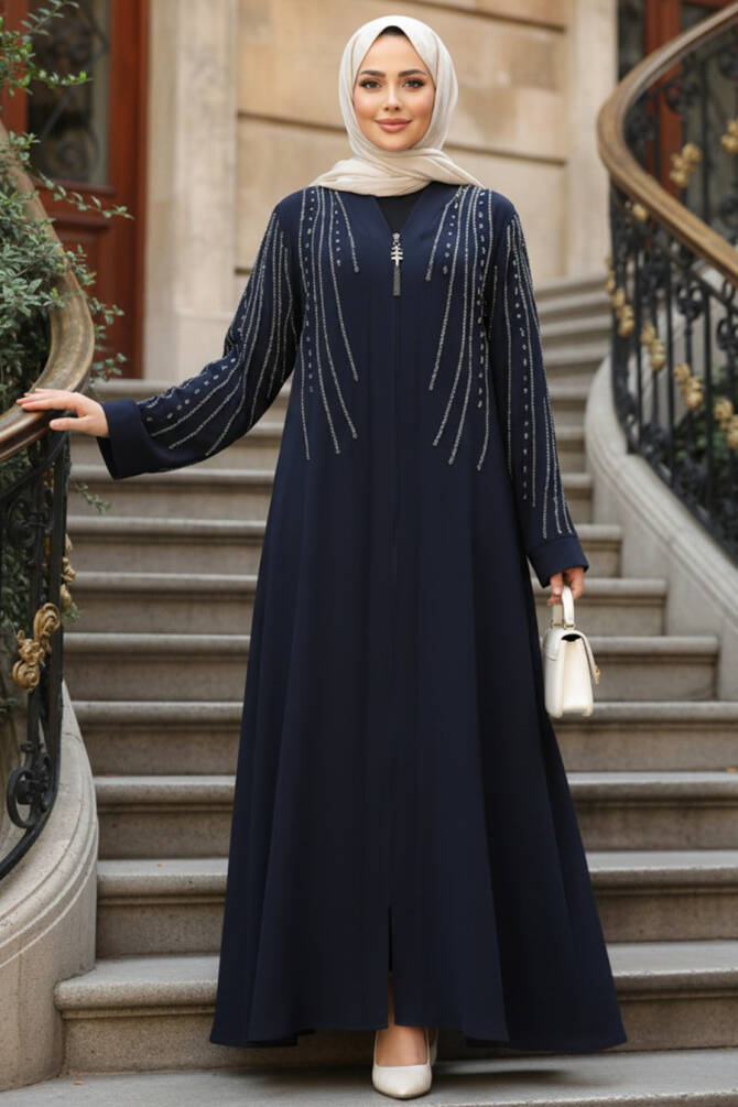 Modest Navy Blue Abaya For Women 29111L - 1