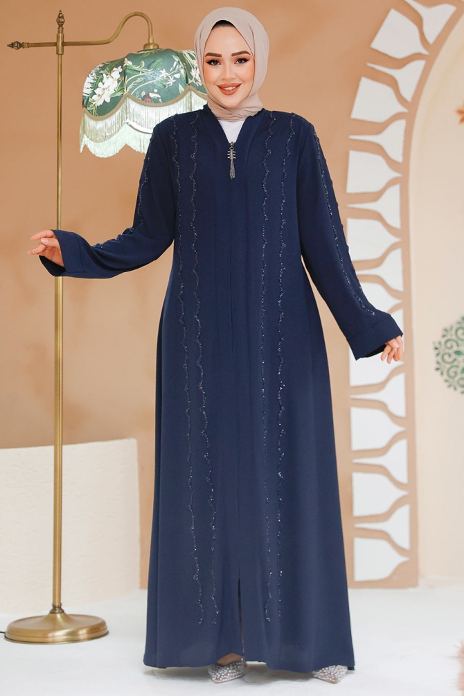 Modest Navy Blue Abaya For Women 29113L - 1