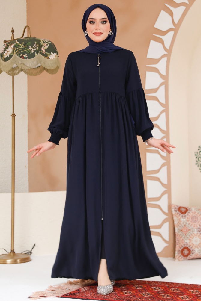 Modest Navy Blue Abaya For Women 45284L - 2