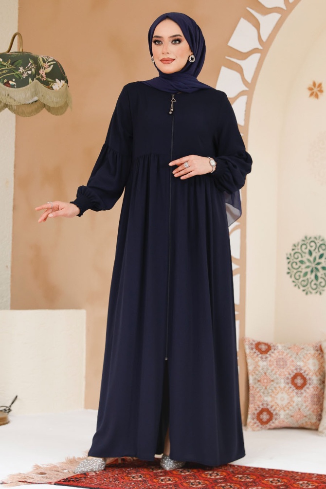 Modest Navy Blue Abaya For Women 45284L - 5
