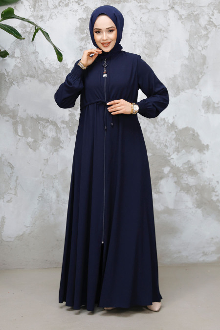 Modest Navy Blue Abaya For Women 81291L - 2