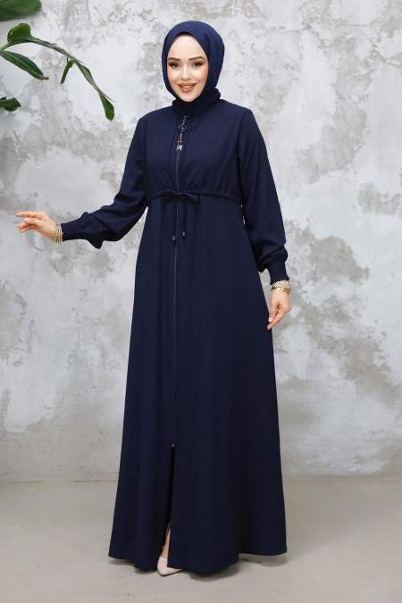 Modest Navy Blue Abaya For Women 81291L - 3