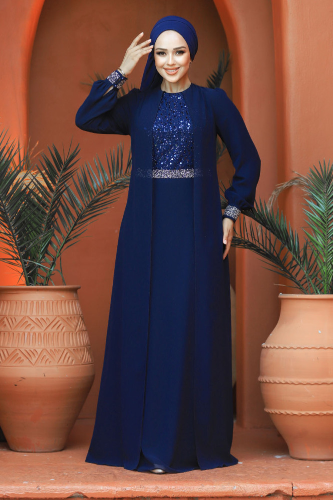 Modest Navy Blue Bridesmaid Dress 25876L - 2