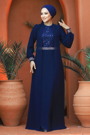 Modest Navy Blue Bridesmaid Dress 25876L - 3