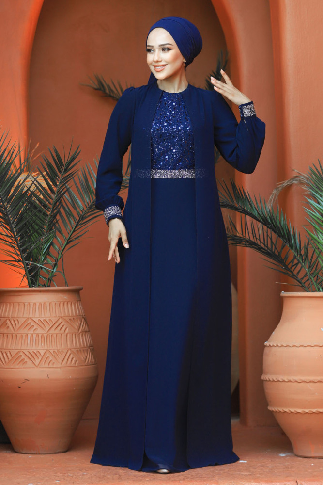 Modest Navy Blue Bridesmaid Dress 25876L - 3