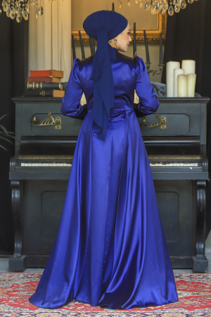 Modest Navy Blue Bridesmaid Dress 25878L - 4