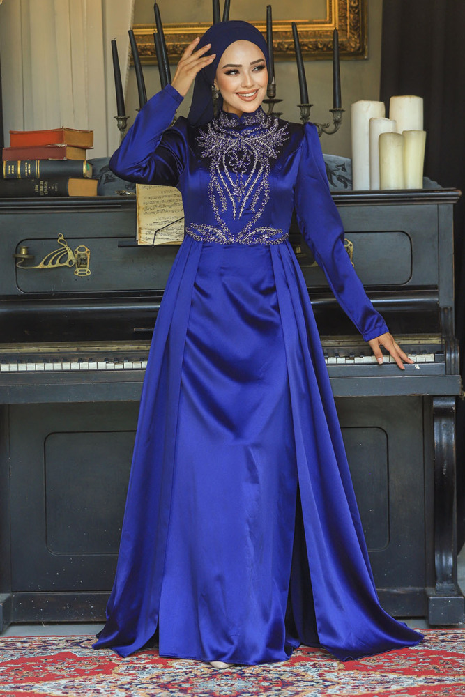 Modest Navy Blue Bridesmaid Dress 25878L - 3