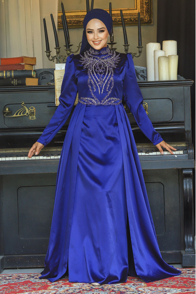 Modest Navy Blue Bridesmaid Dress 25878L - 2