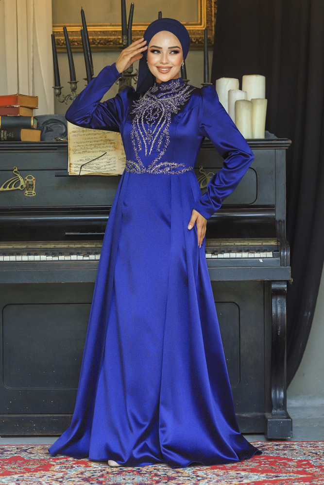 Modest Navy Blue Bridesmaid Dress 25878L - 1