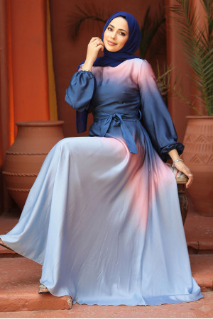 Modest Navy Blue Bridesmaid Dress 42001L - 3