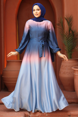 Modest Navy Blue Bridesmaid Dress 42001L - 1