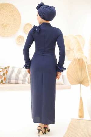 Modest Navy Blue Bridesmaid Dress 46331L - 4
