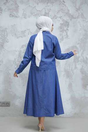 Modest Navy Blue Denim Dual Suit 44641L - 4
