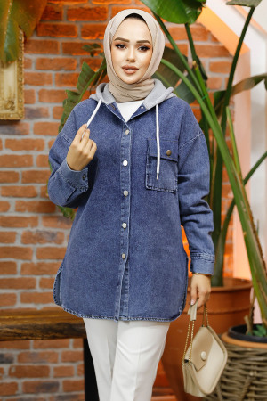 Modest Navy Blue Denim Shirt 30305L - 2
