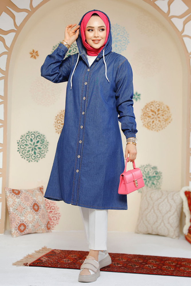Modest Navy Blue Denim Tunic 20486L - 2
