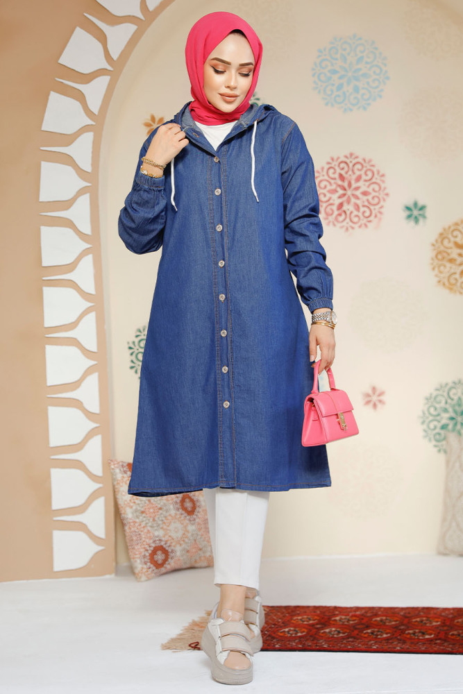 Modest Navy Blue Denim Tunic 20486L - 3