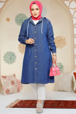 Modest Navy Blue Denim Tunic 20486L - 1