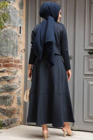 Modest Navy Blue Dual Skirt Suit 12371L - 3