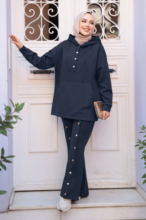 Modest Navy Blue Dual Suit 12312L - 1
