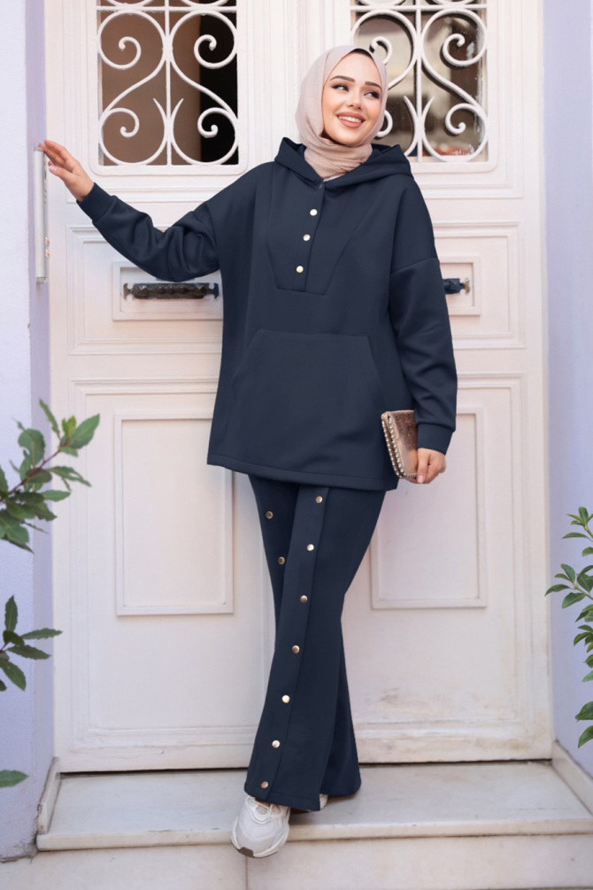 Modest Navy Blue Dual Suit 12312L - 1
