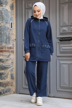 Modest Navy Blue Dual Suit 20113L - 2