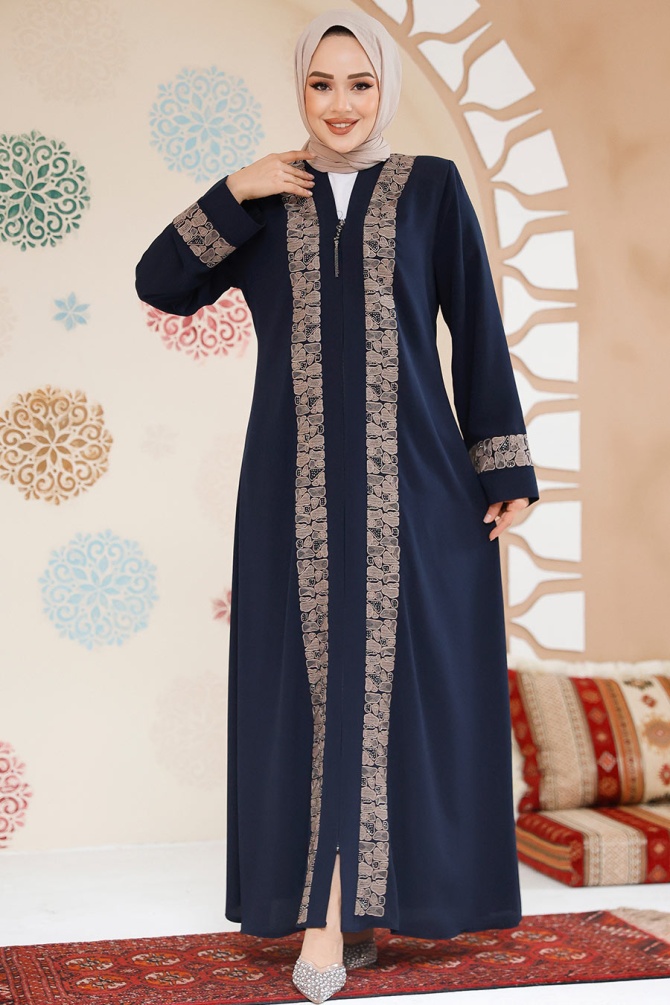 Modest Navy Blue Dubai Abaya 29112L - 1