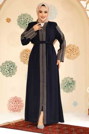 Modest Navy Blue Dubai Abaya 29114L - 2