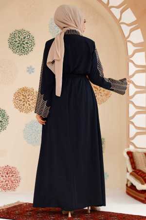 Modest Navy Blue Dubai Abaya 29114L - 3