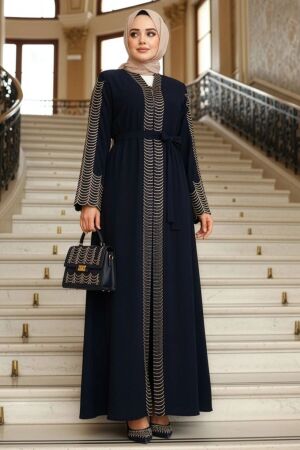 Modest Navy Blue Dubai Abaya 29114L 
