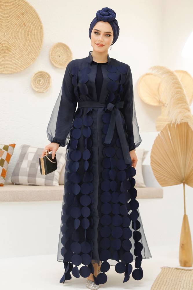 Modest Navy Blue Dubai Abaya 4655L - 1