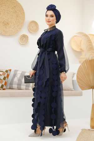 Modest Navy Blue Dubai Abaya 4655L - 2