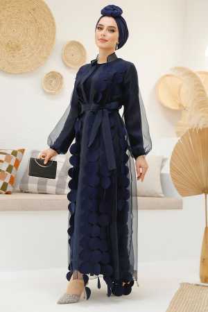 Modest Navy Blue Dubai Abaya 4655L - 3