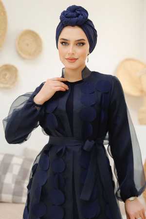 Modest Navy Blue Dubai Abaya 4655L - 4