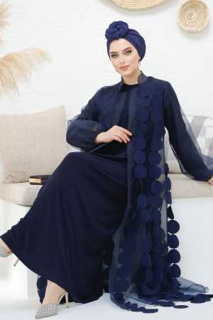 Modest Navy Blue Dubai Abaya 4655L - 6