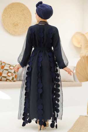 Modest Navy Blue Dubai Abaya 4655L - 7