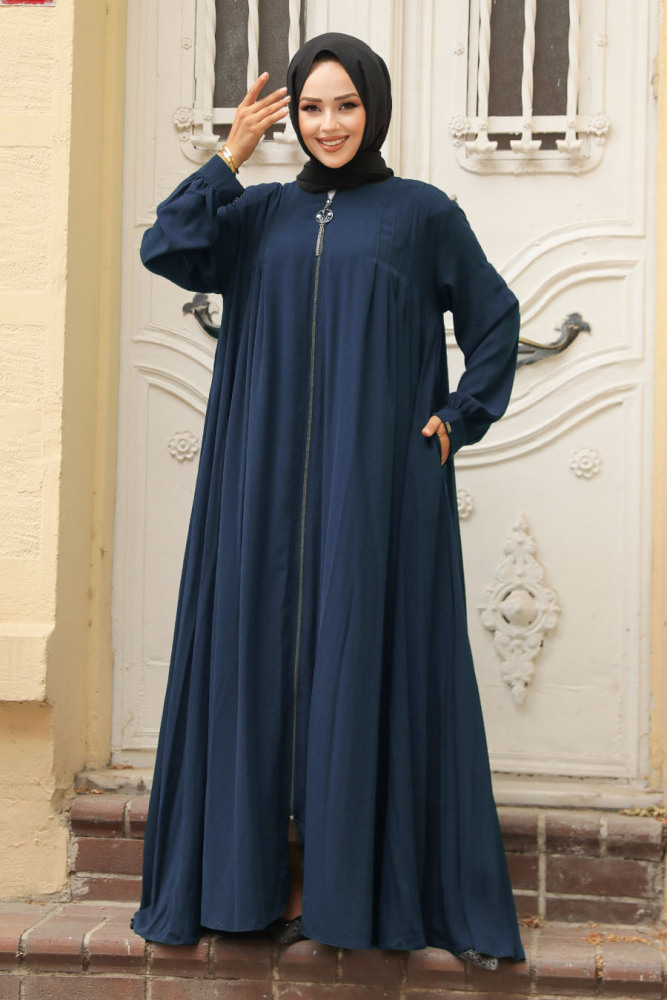 Modest Navy Blue Dubai Abaya 520180L - 1