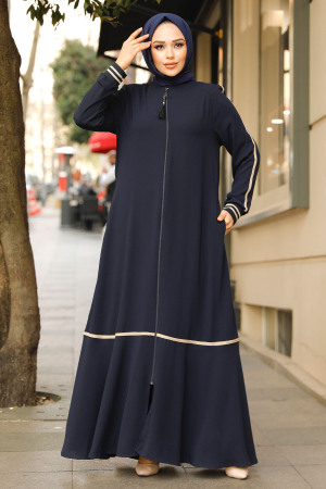 Modest Navy Blue Dubai Abaya 62101L - 2