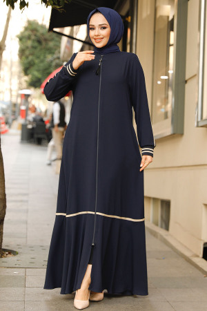 Modest Navy Blue Dubai Abaya 62101L - 3