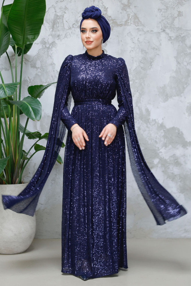 Modest Navy Blue Engagement Dress 47551L - 1
