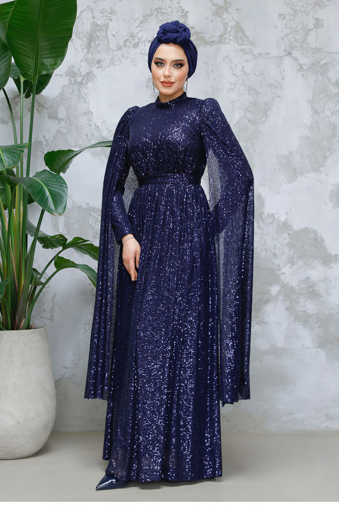 Modest Navy Blue Engagement Dress 47551L - 2