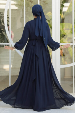 Modest Navy Blue Evening Dress 25888L - 4