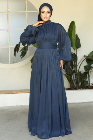 Modest Navy Blue Evening Dress 25890L - 1