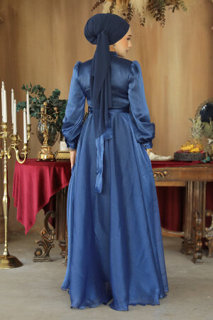 Modest Navy Blue Evening Dress 45701L - 2