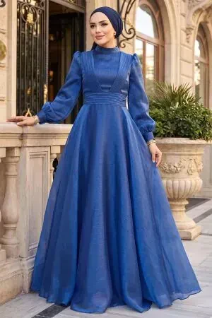 Modest Navy Blue Evening Dress 45701L 