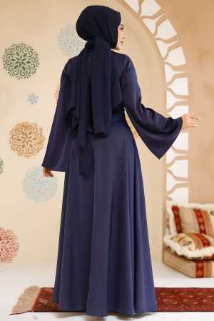 Modest Navy Blue Evening Long Sleeve Dress 6157L - 3