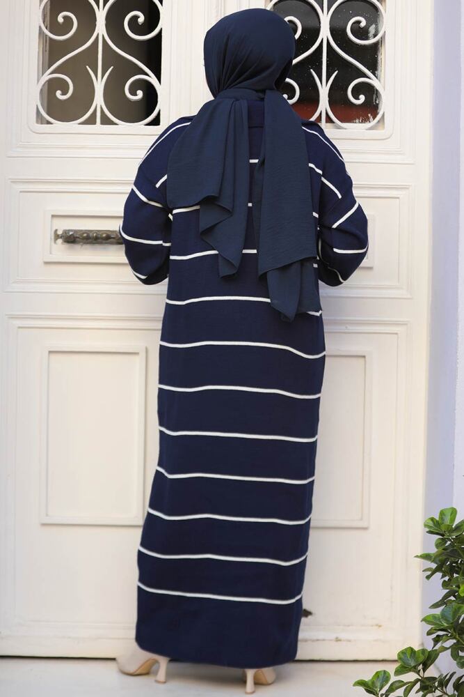 Modest Navy Blue Knitwear Dress 65905L - 3