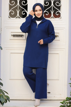 Modest Navy Blue Knitwear Dual Suit 50627L - 1
