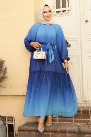 Modest Navy Blue Long Dress 12536L - 2
