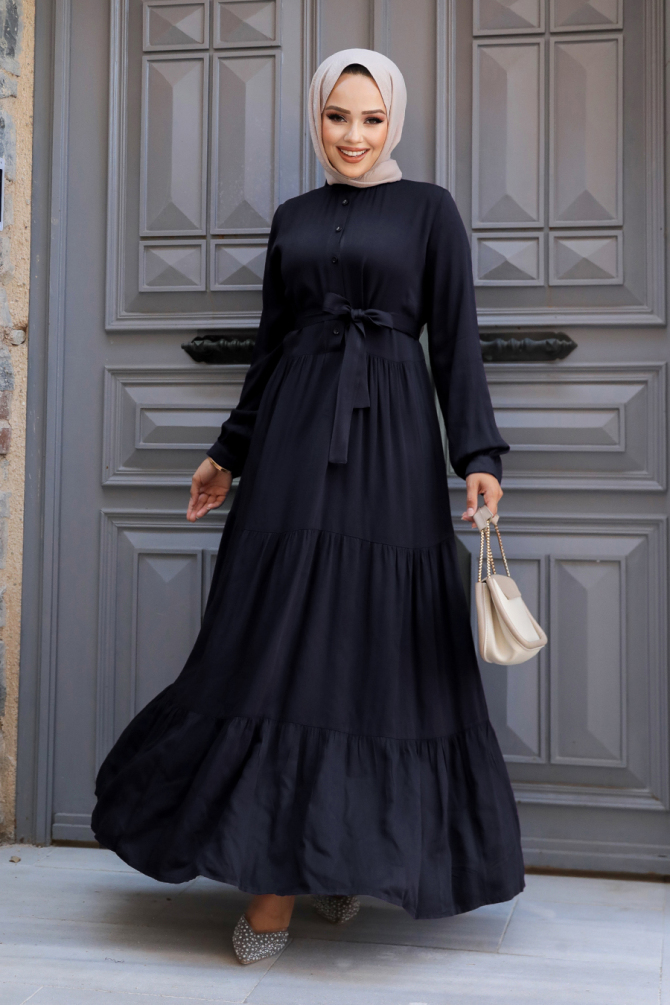 Modest Navy Blue Long Dress 22042L - 1